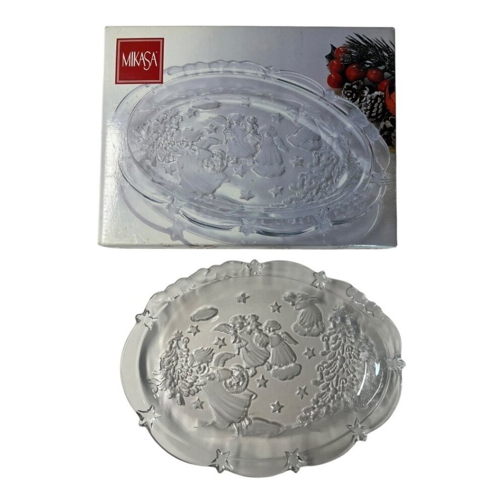 Mikasa Holiday Lights Sweet Dish 9" Crystal Glass Serving Plate~Christmas L2 08